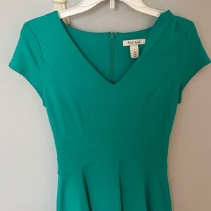White House Black Market Teal V-Neck Fit & Flare Midi Dress
